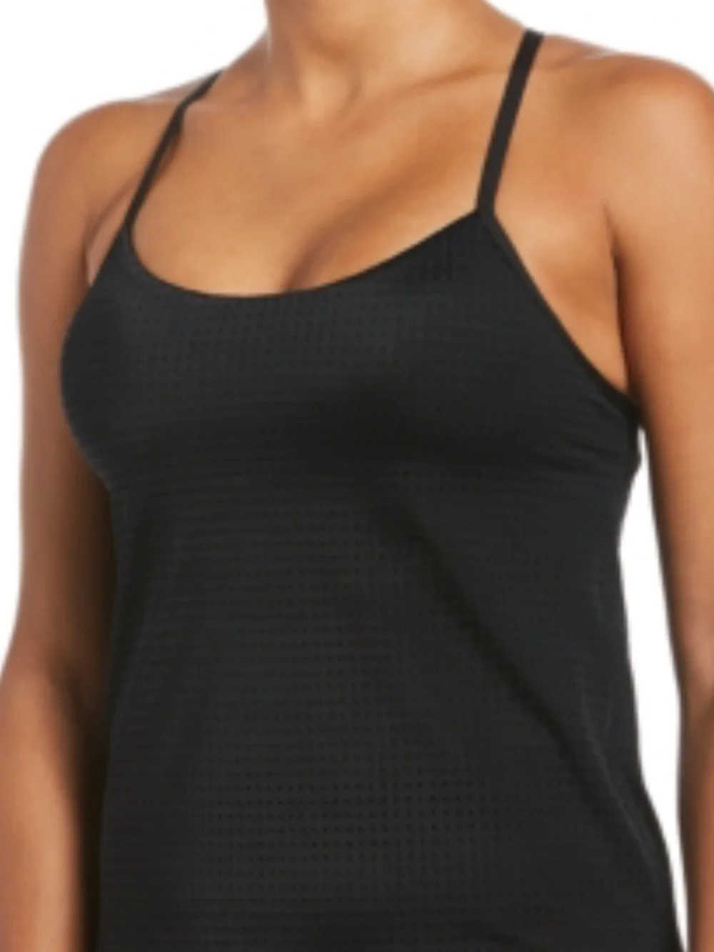 Nike Medium Black Perforated Spaghetti Strap Tankini Top